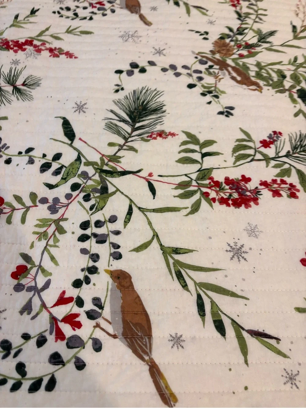 Levtex Home Joybirds King Quilt Reversible Christmas Holiday Bird Botanical